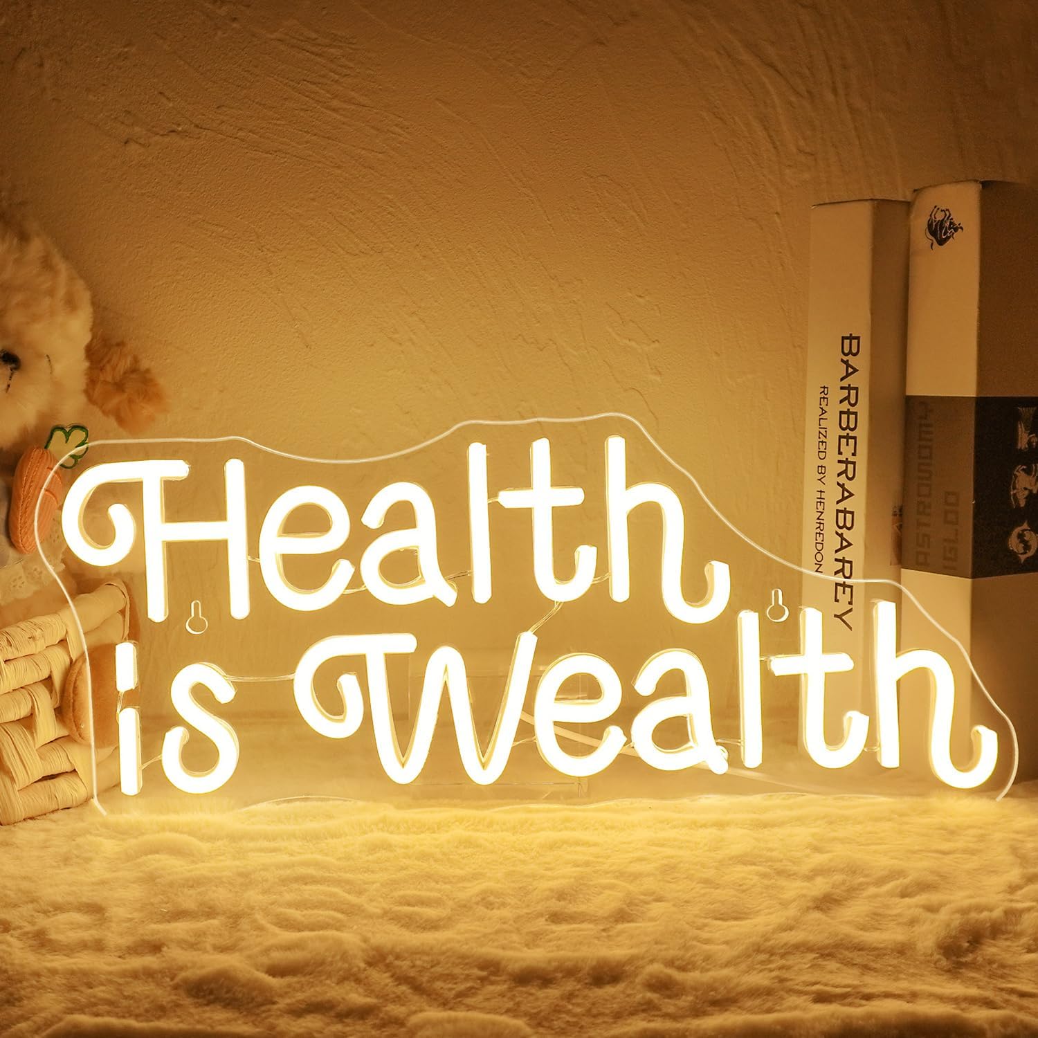 Health Wellness Office - Gezondheid is Rijkdom Neonbord USB-aangedreven LED-neonlicht