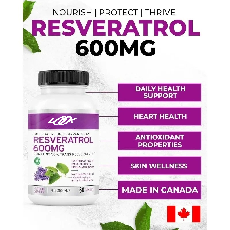 Longevity Health & Wellness Hotel Adults Only - Actieve resveratrol-supplementcapsules 600 mg - Krachtig